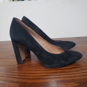 Madewell Suede Leather Pumps Hanne Heels Women's 11 Black Almond Toe Classic